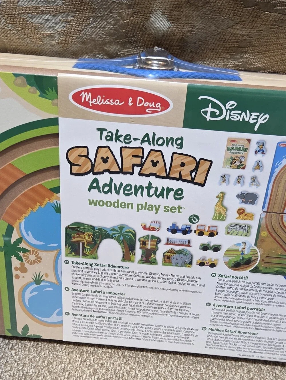 Brand New Disney Safari Take-Along Wooden Play Set - Green, Blue, Brown